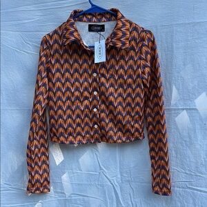 Cider Cropped Button Down Shirt